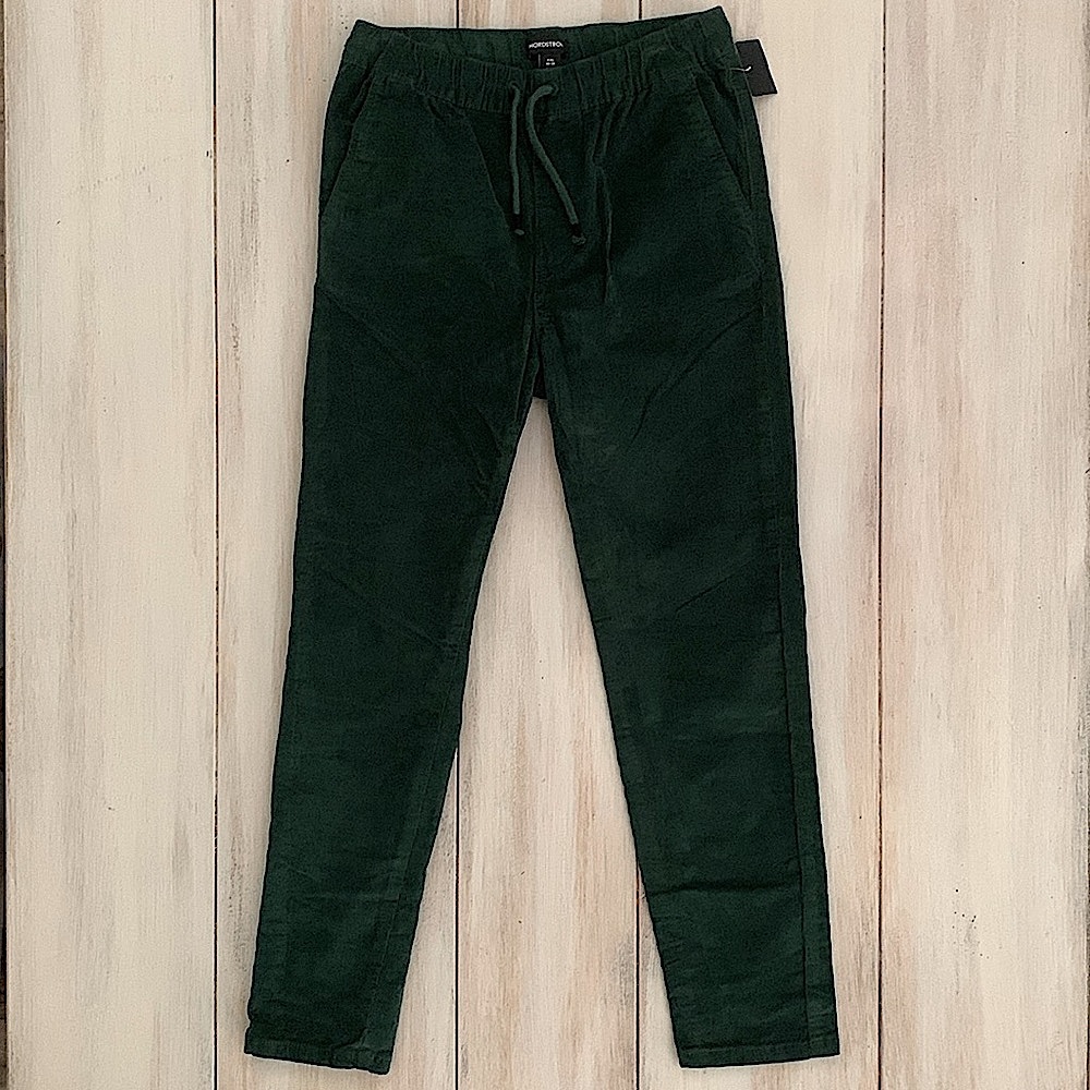 NEW Nordstrom Girls Dark Green Corduroy Drawstring Pants XXL 18/20